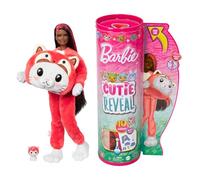 Barbie Cutie Reveal Doll Age 3+ & Accessories with Animal Plush Costume & 10 Surprises Including Color Change, Kitten as Red Panda in Costume- Themed Series, HRK23