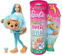 Barbie Cutie Reveal Doll & Accessories with Animal Plush Costume & 10 Surprises Including Color Change, Teddy Bear as Dolphin in Costume-Themed Series, HRK25