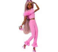Barbie Deluxe Style Doll #4 In Soft Pink Jumpsuit, Pink And Brown Braided Hair One Colour