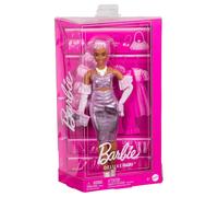 Barbie Deluxe Style Doll #1 in Glossy Pink Barbiecore Dress with Velvet Gloves, Pink Hair