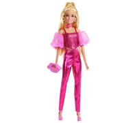 Barbie Deluxe Style Doll #5 in Metallic Pink Outfit, Blonde Hair, Sparkly Corset Top and Shiny Pants with Accessories like Rose Necklace and Handbag, JFP40