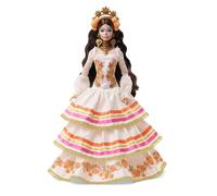 Barbie Signature Doll, Día De Muertos 2025 Collectible in Ruffled Cream Gown Trimmed with Marigolds and Ribbon, Flower Crown and Calavera Face Paint, JBJ05