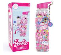 Barbie DIY Water Bottle Kit | Personalized Hydration Set with Stickers, Beads & Charms | Creative Customization Gift for Girls | Leakproof BPA-Free Bottle with Pom-Poms & Flip-Top Lid