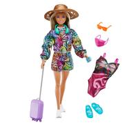 Barbie Doll & Accessories Holiday Fun Summer Travel Doll with Rainbow