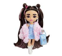 Barbie Doll, Barbie Extra Minis Doll with Brunette Hair, Kids Toys and Gifts, Denim Dress with Faux Fur Coat, Small Doll, Clothes and Accessories, HKP90