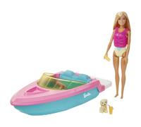 Barbie Doll and Boat Playset with Pet Puppy Life Vest