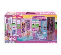Barbie FXG55 Doll and Dollhouse, Portable 1-Story Playset, with Pool, Multi-Coloured
