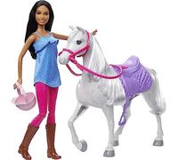 Barbie Doll & Horse Playset with Saddle Bridle & Reins 11.5'' Brunette Doll New