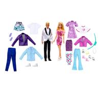 Barbie Ken doll set with 2 fashion dolls, clothing and accessories, includes dresses, t-shirts, pants, swimwear and more