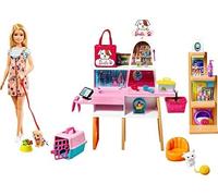 Barbie Doll and Pet Boutique Playset with 4 Pets, Color-Change Grooming Feature