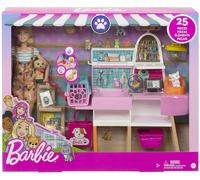 Barbie Doll and Pet Boutique Playset with 4 Pets, Color-Change Grooming Feature