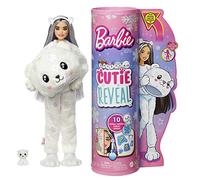 Barbie Doll, Cutie Reveal Polar Bear, Snowflake Sparkle Doll with 10 Surprises, Pet, Color Change and Accessories, Toys and Gifts for Kids