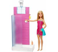 Barbie FXG51 Doll and Furniture Set, Bathroom with Working Shower