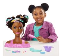 Barbie Doll Styling Head with 20+ Hair Styling Accessories Including Star & Butterfly Color Change Hair Clips, JFG81, Blonde