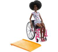 Barbie Doll with Wheelchair and Ramp, Kids Toys, Barbie Fashionistas, Curly Bla