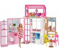 Barbie Dollhouse Playset With Doll & 2 Level House Furniture Puppy HHY40 Mattel