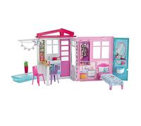 Barbie Dollhouse, Portable One-Story Playset with Pool