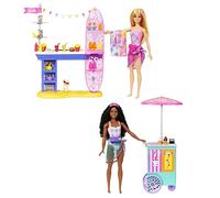 Barbie Dolls & Accessories Playset, Beach Boardwalk With Barbie “Brooklyn” & “Malibu” Dolls, Food Stand, Kiosk & 30+ Accessories, Hnk99