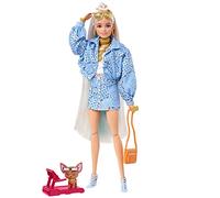 Barbie Dolls and Accessories, Barbie Extra Doll with Blue-Tipped Hair and Pet Chihuahua, Blue Paisley-Print Jacket, Toys and Gifts for Kids , HHN08