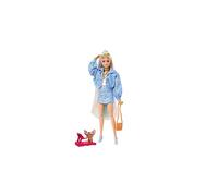 Barbie Dolls and Accessories, Barbie Extra Doll with Blue-Tipped Hair and Pet Chihuahua, Blue Paisley-Print Jacket, Toys and Gifts for Kids??, HHN08