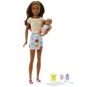 Barbie Dolls and Accessories, Brunette Skipper Doll with Baby Figure and 5 Acce