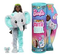 Barbie Dolls and Accessories, Cutie Reveal Doll with Elephant Plush Costume & 10 Surprises Including Color Change, Jungle Series