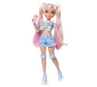 Barbie Dream Besties Doll and Accessories, Barbie “Malibu” Posable Roller Skating Fashion Doll with Blonde Hair, 9 Makeup Themed Pieces, JFX96