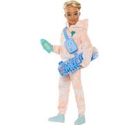Barbie Dream Besties Doll and Accessories, Ken Posable Fashion Doll with Removable Fashions & Blonde Hair, 9 Summer & Skateboard Themed Pieces, JDD75