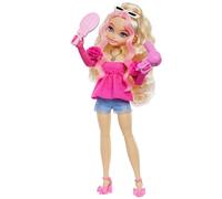 Barbie Dream Besties Playset Age 4+, Barbie “Malibu” Posable Fashion Doll with Wavy Blonde Hair, 11 Makeup & Hair-Themed Accessories, HYC21
