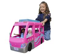 Barbie Dream Camper, Pink Camper with 7 Play Areas, 60 Toy Accessories, 2 Puppies, Pool and 80 cm Slide, Toys for Ages 3 and Up, One Barbie Camper, H