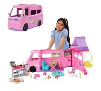 Barbie Dream Camper Playset with Roof Tent, Swing Chair, Fishing Pond, BBQ Grill with Color-Change Feature & 60+ Accessories Including Dough, HRJ78