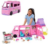 Barbie Dream Camper Playset with Roof Tent, Swing Chair, Fishing Pond, BBQ Grill with Color-Change Feature & 60+ Accessories Including Dough, HRJ78