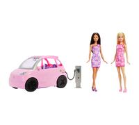 Barbie Dream Land 2 Dolls, Toy Car Electric Vehicle with Charging Station