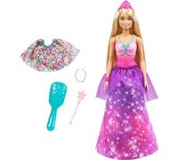 Barbie Dreamtopia 2-in-1 Princess to Mermaid Fashion Transformation Doll (Blonde, 11.5-in) with 3 Looks and Accessories, for 3 to 7 Year Olds
