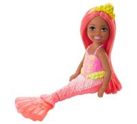 Barbie Dreamtopia Chelsea Mermaid Doll, 6.5-inch with Coral-Colored Hair and Tail