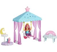 Barbie Dreamtopia Chelsea Small Doll and Accessories, Playset with Gazebo Swing, Kitten and More, HLC27