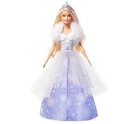 Barbie Dreamtopia Fashion Reveal Princess Doll, 12-inch, Blonde with Pink Hairstreak, Snowflake Gown and Hairbrush, GKH26