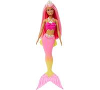 Barbie Dreamtopia Mermaid Doll (Pink Hair) With Pink & Yellow Ombre Mermaid Tail and Tiara, Toy for Kids Ages 3 Years Old and Up, HGR11
