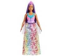 Barbie Dreamtopia Royal Doll with Curvy Body, Purple Hair & Sparkly Bodice Wearing Removable Skirt, Shoes & Headband, HGR17