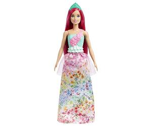 Barbie Dreamtopia Royal Doll with Dark-Pink Hair & Sparkly Bodice Wearing Removable Skirt, Shoes & Headband, HGR15