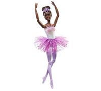 Barbie Dreamtopia Twinkle Lights Ballerina Doll Age 3+ with Brunette Hair & Light-Up Feature Wearing Removable Headband & Purple Tutu, HLC26