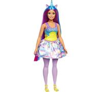 Barbie Dreamtopia Unicorn Doll (Curvy, Blue & Purple Hair), With Skirt, Removable Unicorn Tail & Headband, Toy for Kids Ages 3 Years Old and