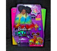 Barbie Extra Doll #1 with Rainbow Coat inc Pet Poodle & Accessories New & Sealed