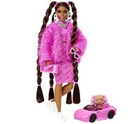 Barbie Extra Doll #14 in Pink 2-Piece Outfit & Sparkly Jacket with Pet Puppy, Extra-Long Hair & Accessories, Flexible Joints, for 3 Year Olds & Up