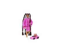 Barbie Extra Doll 14 In Sparkly Jacket With Pet Puppy, Flexible Joints, White, Pink, 2-Piece Outfit, 3 Year Olds and Up