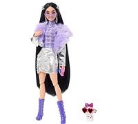 Barbie Extra Jacket with fur and purple boots Articulated doll with metallic clothes, accessories