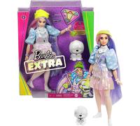 Barbie Extra Doll in Shimmery Look with Pet Puppy