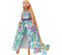 Barbie Extra Fancy Doll Curvy Doll in Floral 2-Piece Gown with Pet Kitten