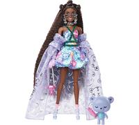 Barbie Extra Fancy Doll in Teddy-Print Gown with Sheer Teddy Bear Pet