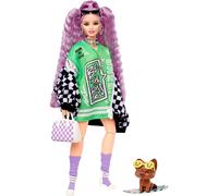 Barbie Extra Fashion Doll with Crimped Lavender Hair and Jacket and Pet Puppy